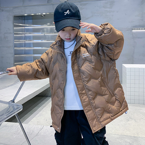 男童冬季轻薄羽绒服2023新款中大童白鸭绒校服内搭儿童冬装外套潮