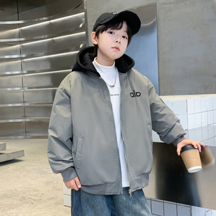 男童夹棉外套秋冬款2025酷帅儿童加派克服厚中大童棉服男孩衣服潮