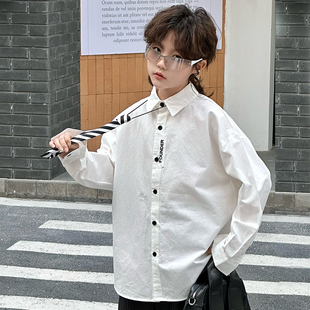 男童衬衫秋季2025新款痞帅儿童韩版宽松衬衣中大童秋款上衣时髦潮