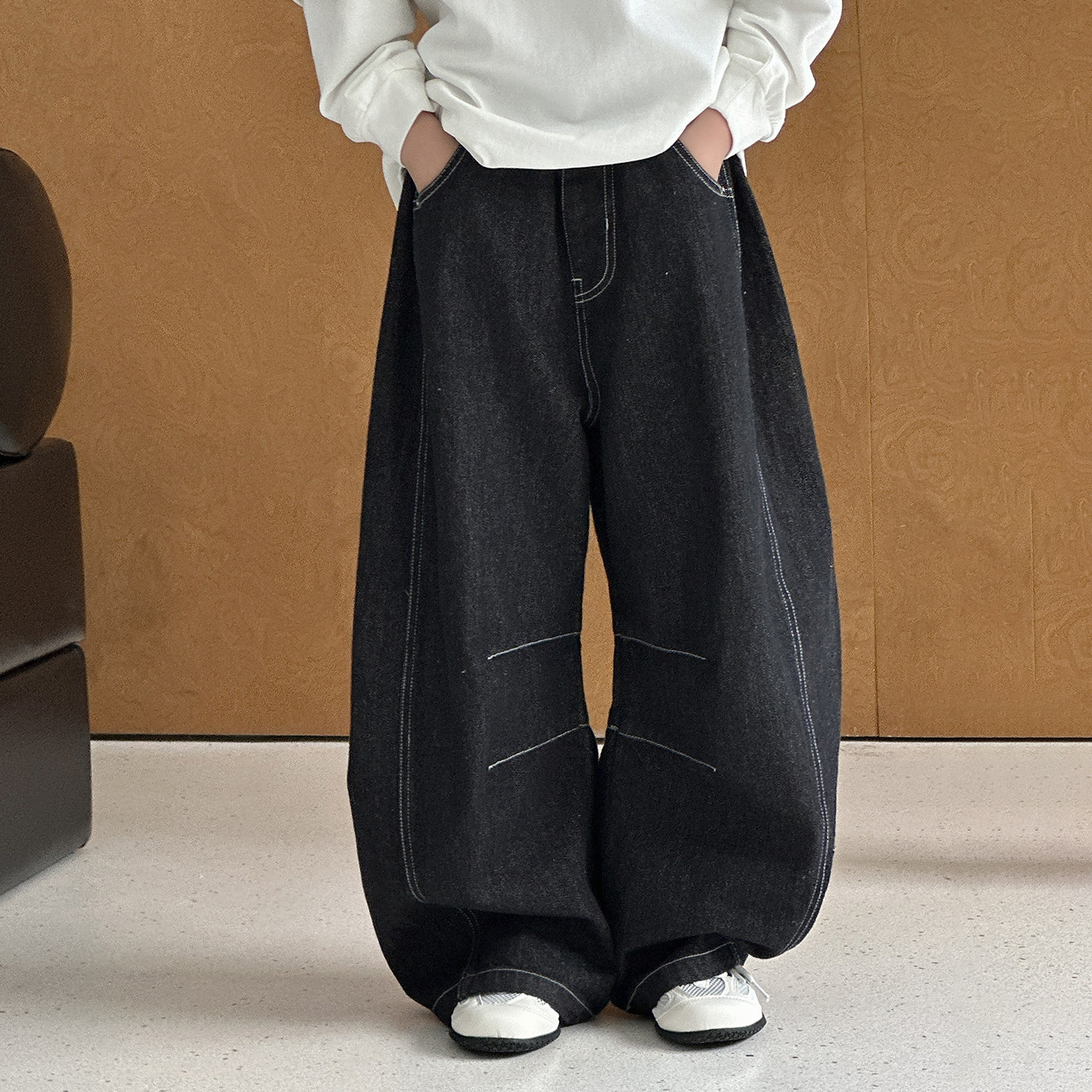 男童潮牌弯刀牛仔裤春春款2026新款痞帅中大童男孩宽松裤子春装潮