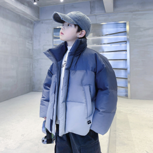 男童冬季加厚渐变色面包羽绒服2024新款儿童冬装中大童免洗外套潮