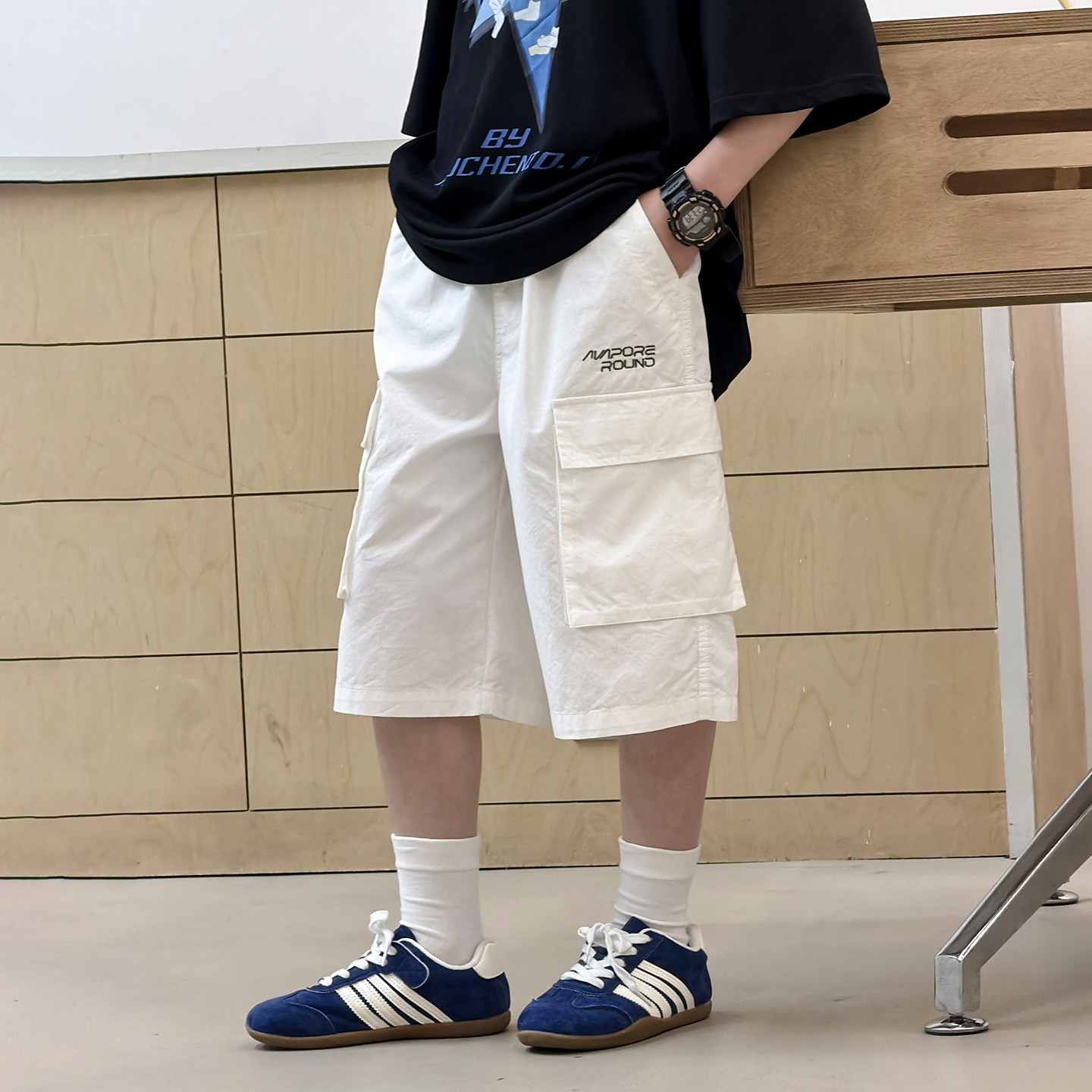 男童纯棉工装短裤夏装2026新款痞帅中大童夏季休闲五分裤儿童中裤