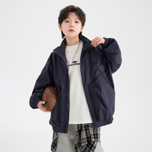 男童防水外套春秋季2026新款洋气中大童酷帅夹克儿童男孩春季上衣