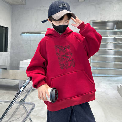 秋冬季男童棉休闲一体绒加厚卫衣