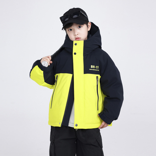 男童90白鸭绒羽绒服冬款2025新款洋气中大童加厚冬装儿童保暖外套