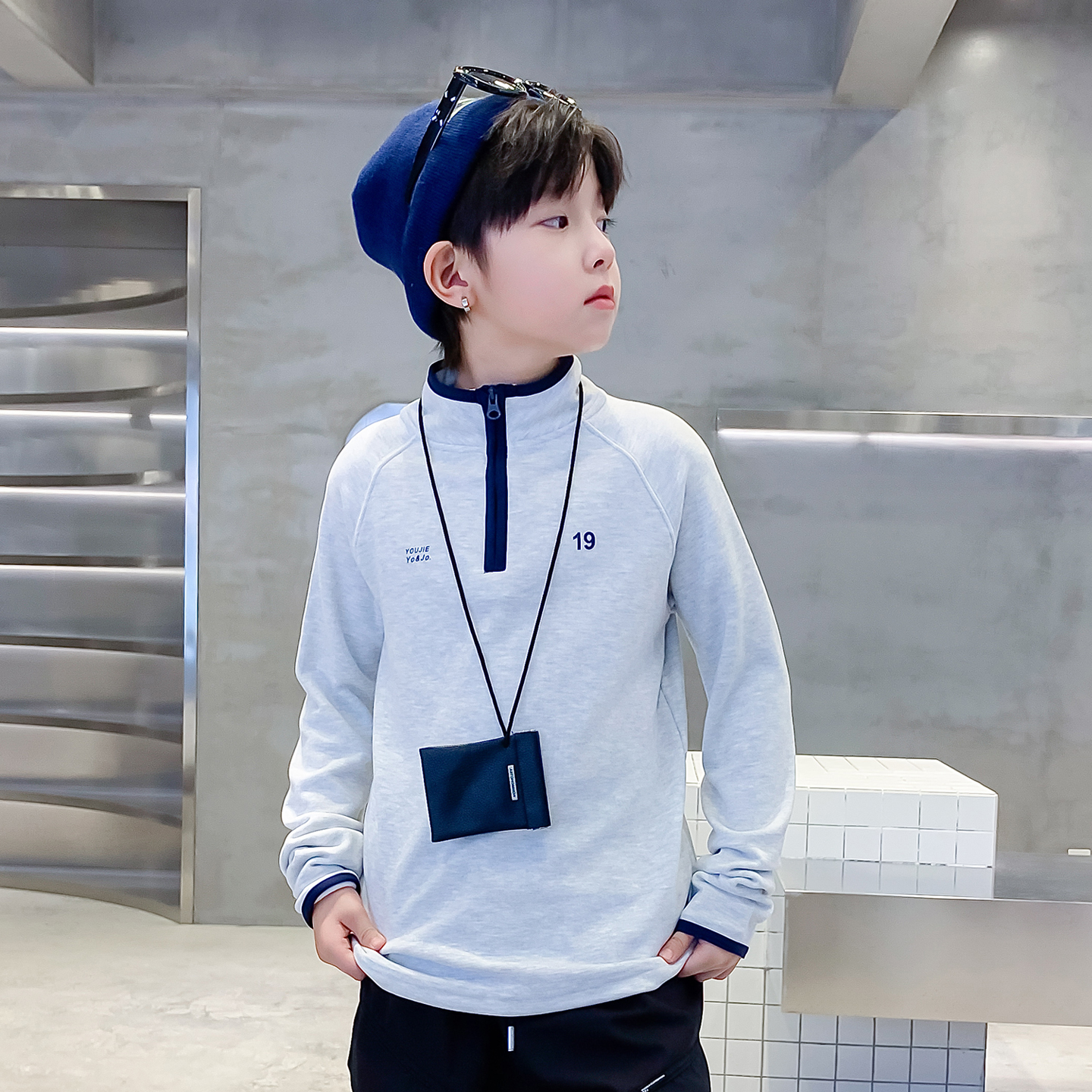 秋冬季男童棉休闲打底衫内搭保暖