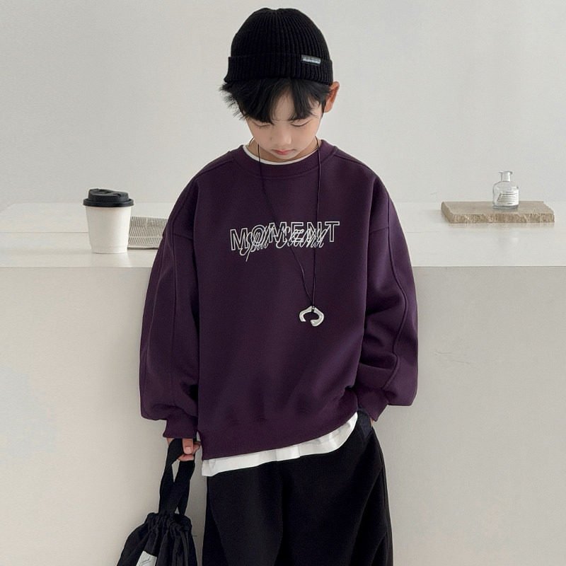 男童圆领卫衣春秋款2026新款痞帅中大童春季内搭儿童长袖上衣春装