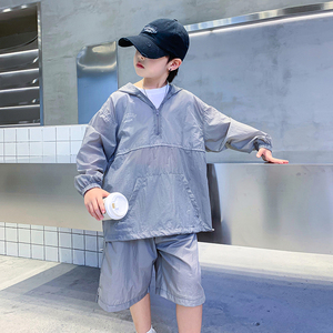 男童夏季防晒衣两件套2024新款中大童儿童韩版夏装速干运动套装潮