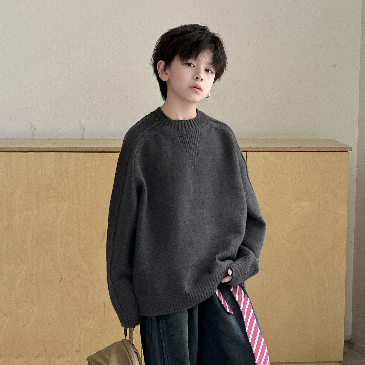 韩版平台冬季否男童针织加厚打底