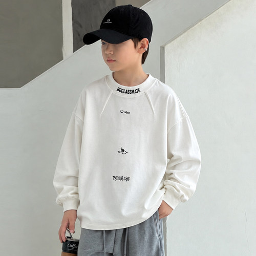 秋冬季男童棉布休闲字母打底衫潮
