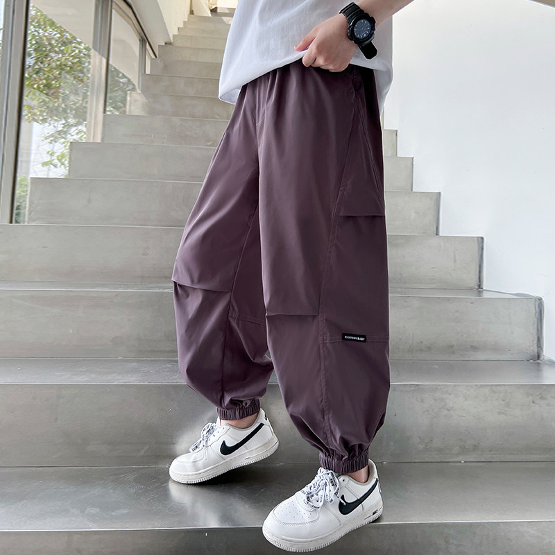 男童春款工装裤2026新款潮儿童春装中大童宽松休闲裤男孩束脚裤子