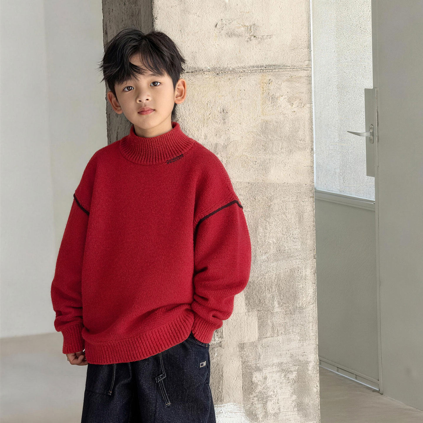 男童红色本命年毛衣秋冬季2026新款儿童新年衣服中大童拜年服宽松