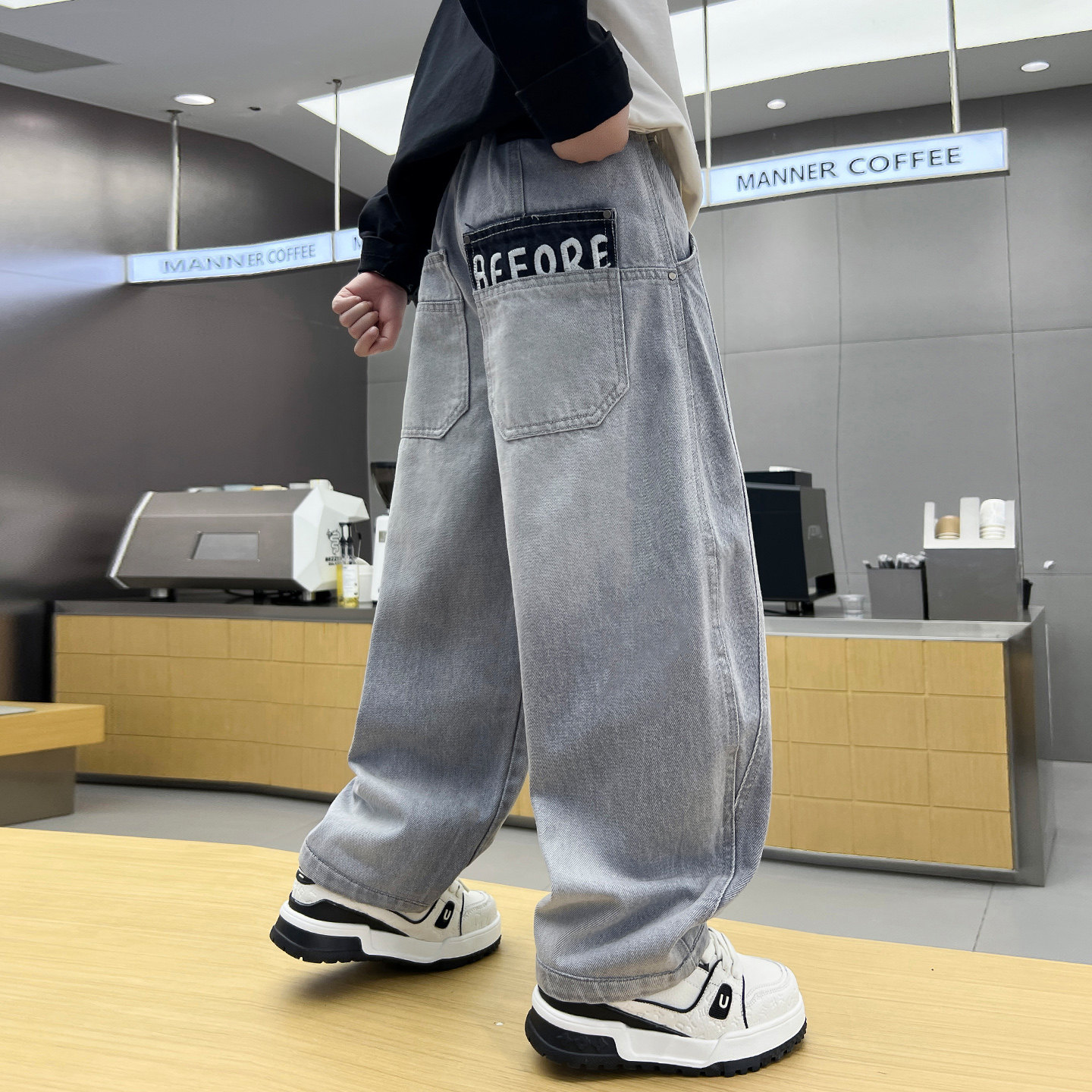 男童春季韩系宽松牛仔裤2026新款潮中大童痞帅春秋长裤儿童休闲裤