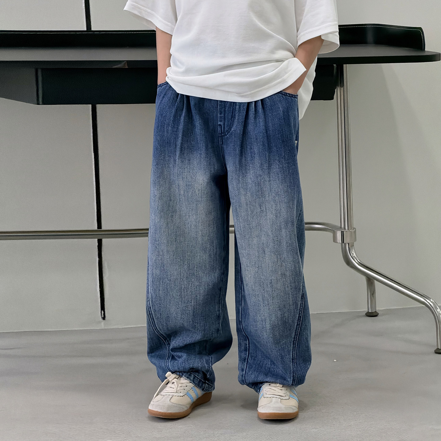 男童简约牛仔裤春款2026新款潮流中大童春装儿童休闲裤男孩长裤潮