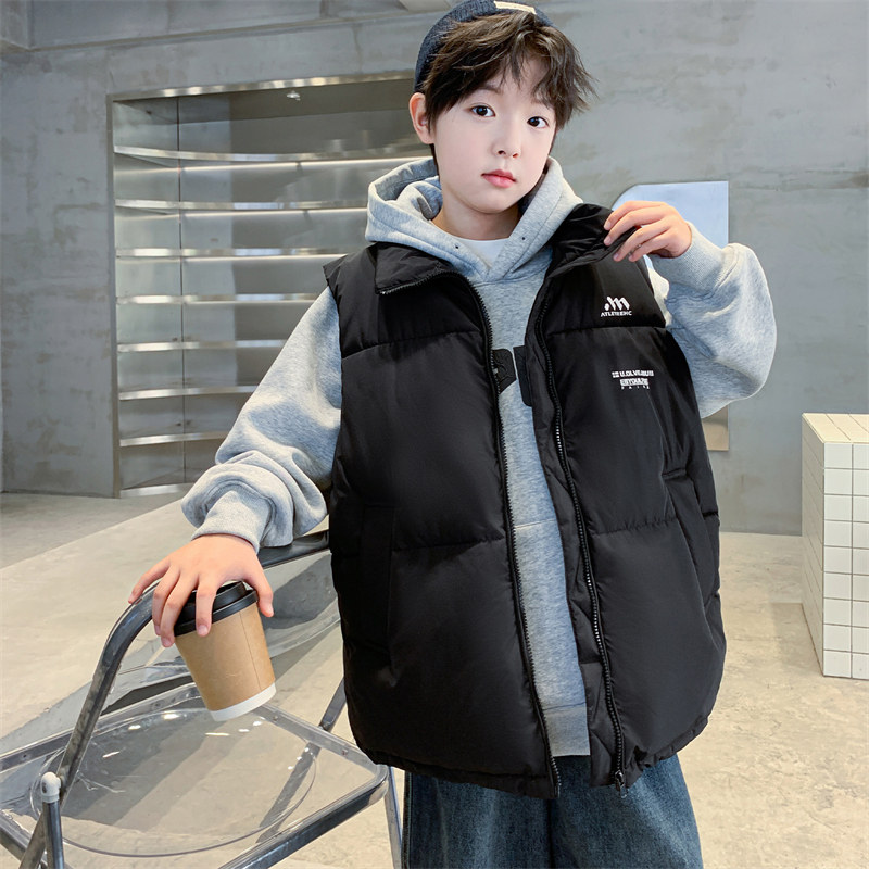 男童加棉马甲秋冬2025新款潮儿童冬季加厚背心中大童坎肩男孩外套