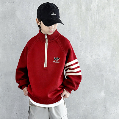 休闲普通秋冬季否男童加厚毛衣潮