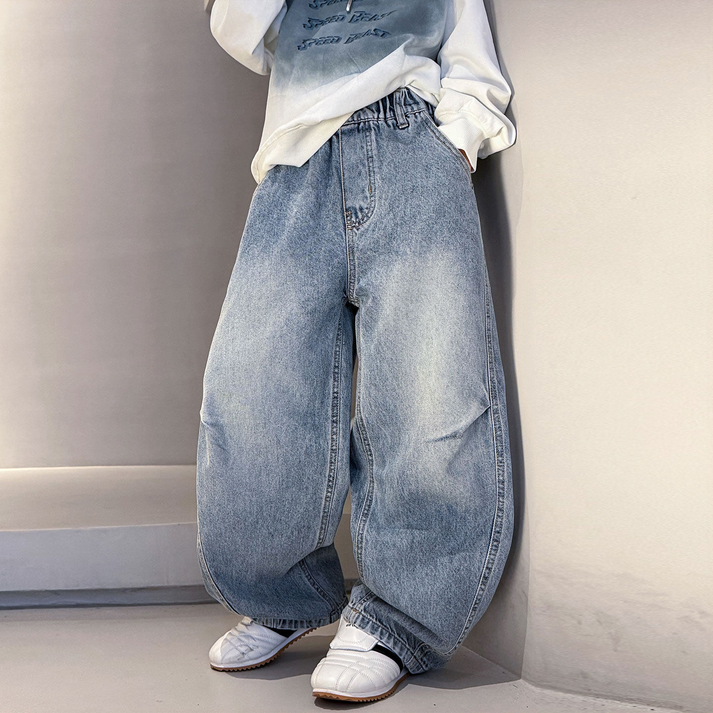 男童春季牛仔裤2026新款痞帅男孩中大童休闲弯刀裤儿童春秋裤子潮