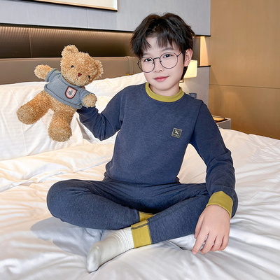 冬季男童棉简约加厚家居服两件套