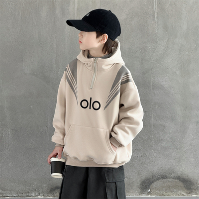 秋冬季男童棉休闲一体绒卫衣保暖