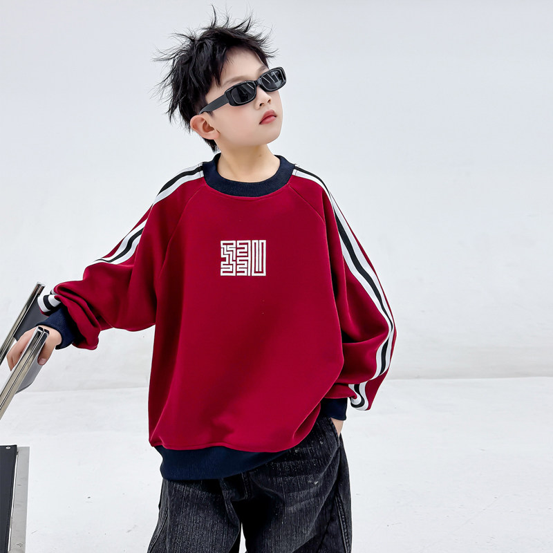 男童春秋款卫衣2026新款痞帅中大童春季打底儿童春装男孩内搭宽松