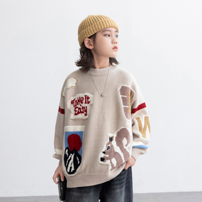 休闲普通秋冬季否男童针织毛衣潮