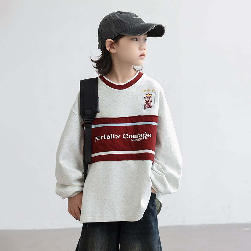 男童圆领卫衣春款2026新款儿童春季打底衫宽松中大童春秋装上衣潮