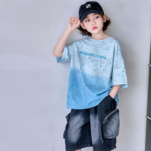 男童夏季套装2026新款痞帅儿童短袖T恤两件套夏装中大童半袖T恤潮