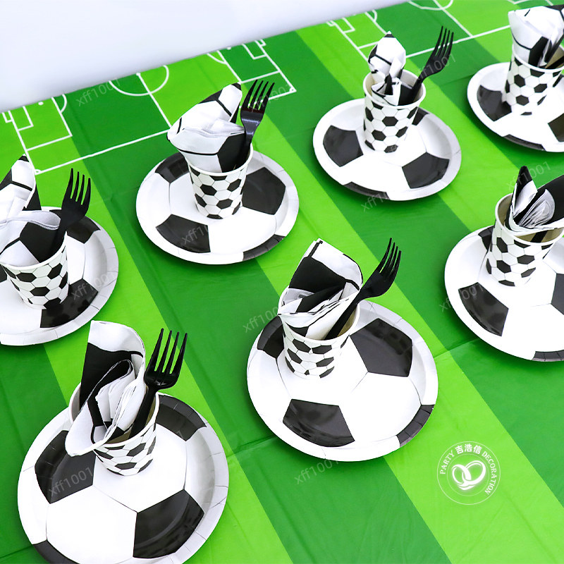 足球主题派对桌布餐具餐巾纸餐盘 61儿童节男孩生日氛围装饰布置