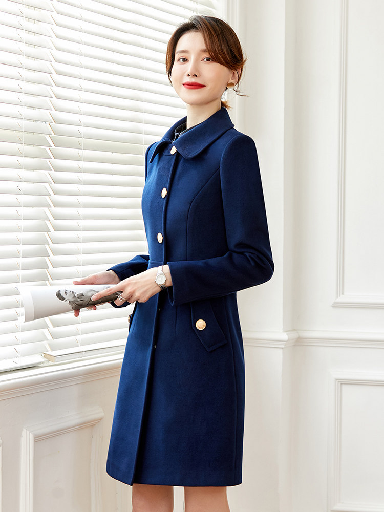 冬季新款职业装修身高端赫本风外套加厚保暖羊毛呢子大衣工作服女