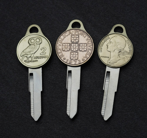 嘉陵COCO摩托车复古钥匙胚创意钥匙纯铜手作