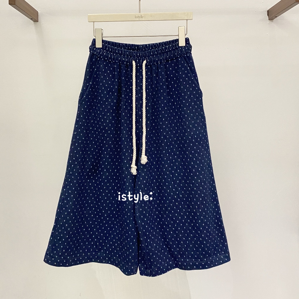 2025韩国istyle秋季新款复古波点宽松显瘦直筒阔腿七分休闲裤女潮