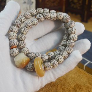 原生态天然血丝菩提子星月菩提手持桶珠手串两圈男女款菩提根跑环