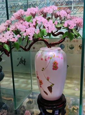 喜上枝头！鸟语花香！ 天然粉水晶迎客松招财树摆件！