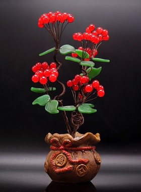 红玉髓钱袋子仿古式摇钱树！花开富贵！财运亨通
