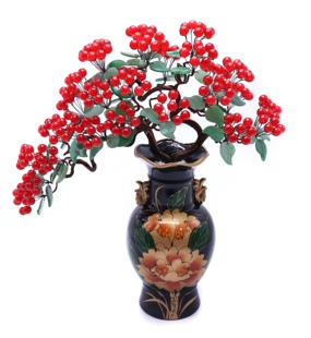 红玉果硕果累累迎客松发财树雍容华贵款招财进宝