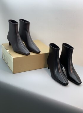 2026新款真皮粗跟短靴女款中跟瘦瘦靴百搭弹力靴子时装靴马丁靴女