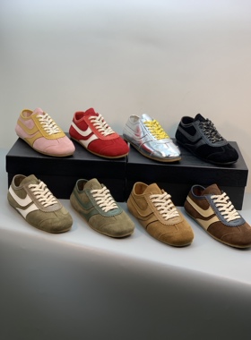 2026春季新款头层牛皮真皮鞋圆头平底休闲情侣运动鞋德训鞋阿甘鞋