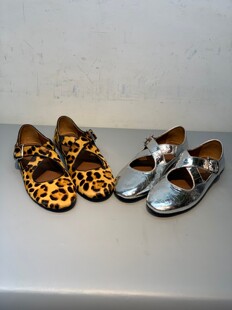 女鞋 新款 豹纹马毛圆头交叉皮带扣平底玛丽珍浅口跳舞单鞋 2026春季