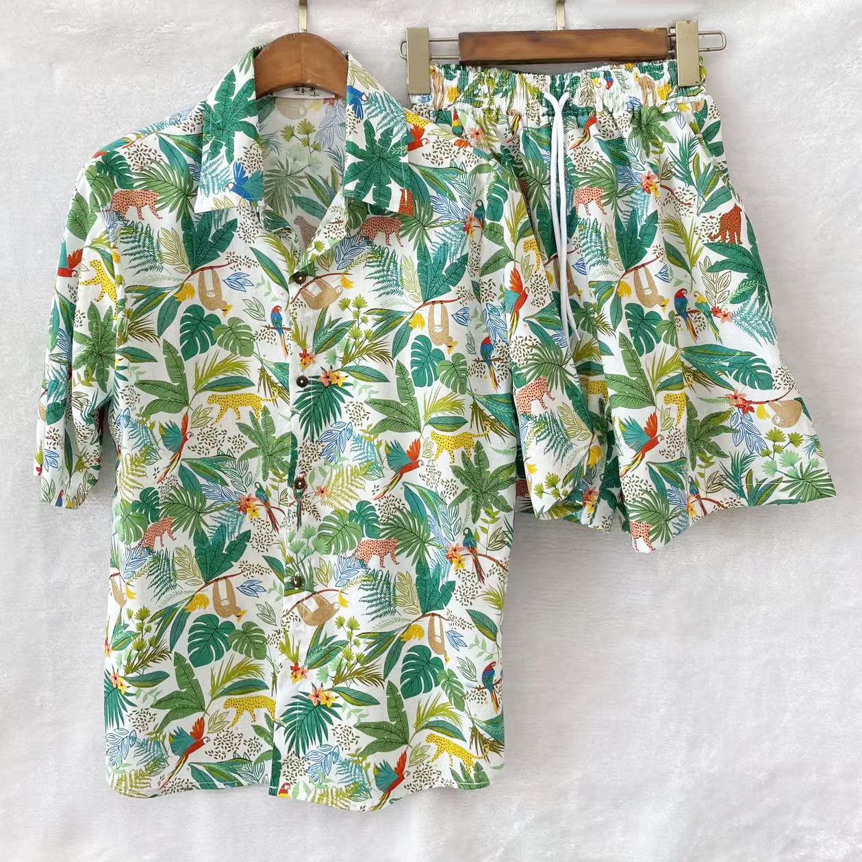 纯棉海南岛服沙滩服套装男装休闲套装三亚旅游服
