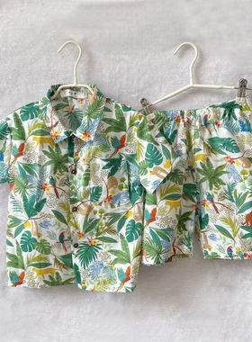 纯棉海南岛儿童沙滩服夏季两件套