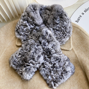 新款韩版龙猫编织皮草围巾美洲栗鼠毛毛青紫蓝女围脖双面秋冬保暖