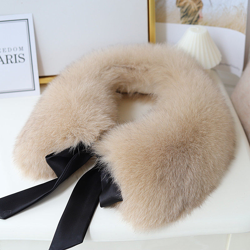 新款狐狸毛领狐狸毛围巾围脖女毛领子大圆领韩版秋冬女蝴蝶结包邮