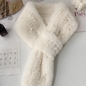 新款 真毛皮草围巾秋冬韩版 甜美獭兔毛围脖女士毛毛围脖纯色加厚