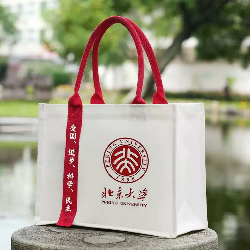 跨境帆布包定制可印logo覆膜飘带立体帆布袋时尚伴手礼品袋托特包