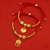 宠物新年编绳项圈马年春节猫咪狗金线项链红色锦鲤樱花装 饰品无声