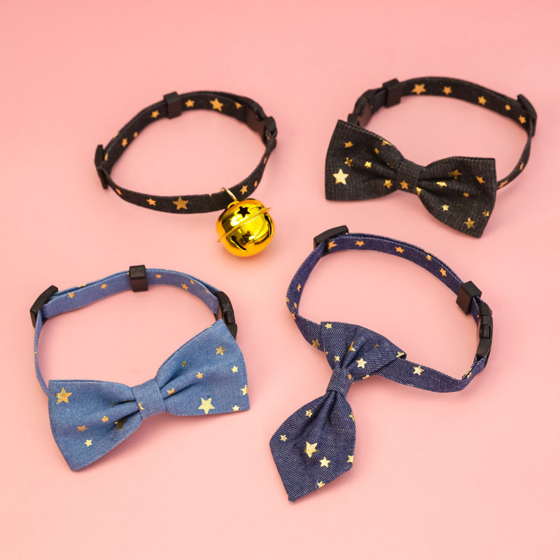 宠物项圈猫猫咪狗狗大铃铛婚礼服项链装饰品牛仔星星绅士领带套装