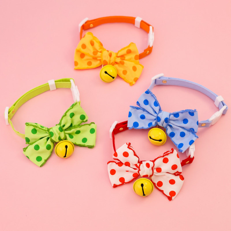 宠物蝴蝶结项圈小猫咪狗狗铃铛安全扣可调节项链装饰品波点点领结