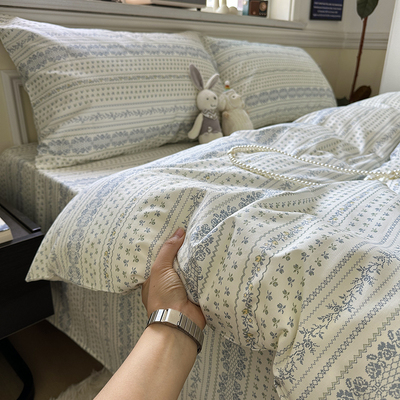 塞纳河畔田园简约纯棉全棉床单被套单件枕套可搭配三四件套宿舍