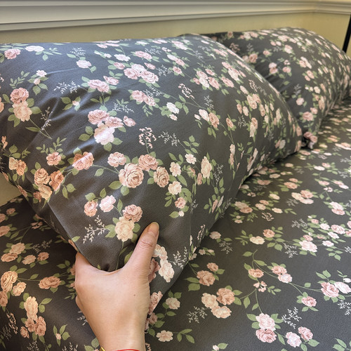 繁花纯棉枕套一对装48x74单人全棉枕头套单个学生宿舍枕袋