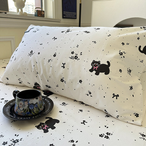 嗨皮猫全棉枕套一对装单人纯棉枕头套单只48x74学生宿舍枕袋单个